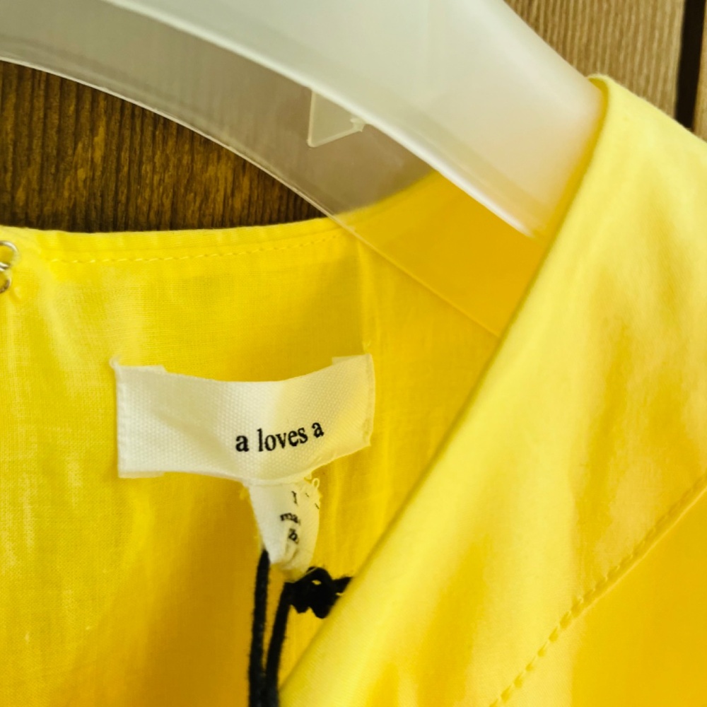 Women’s Sleeveless Cutout Poplin A - Line Midi Dress Size L  Light - Yellow - Picture 10 of 16